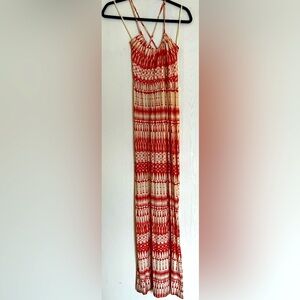 Deletta maxi orange and cream summer dress